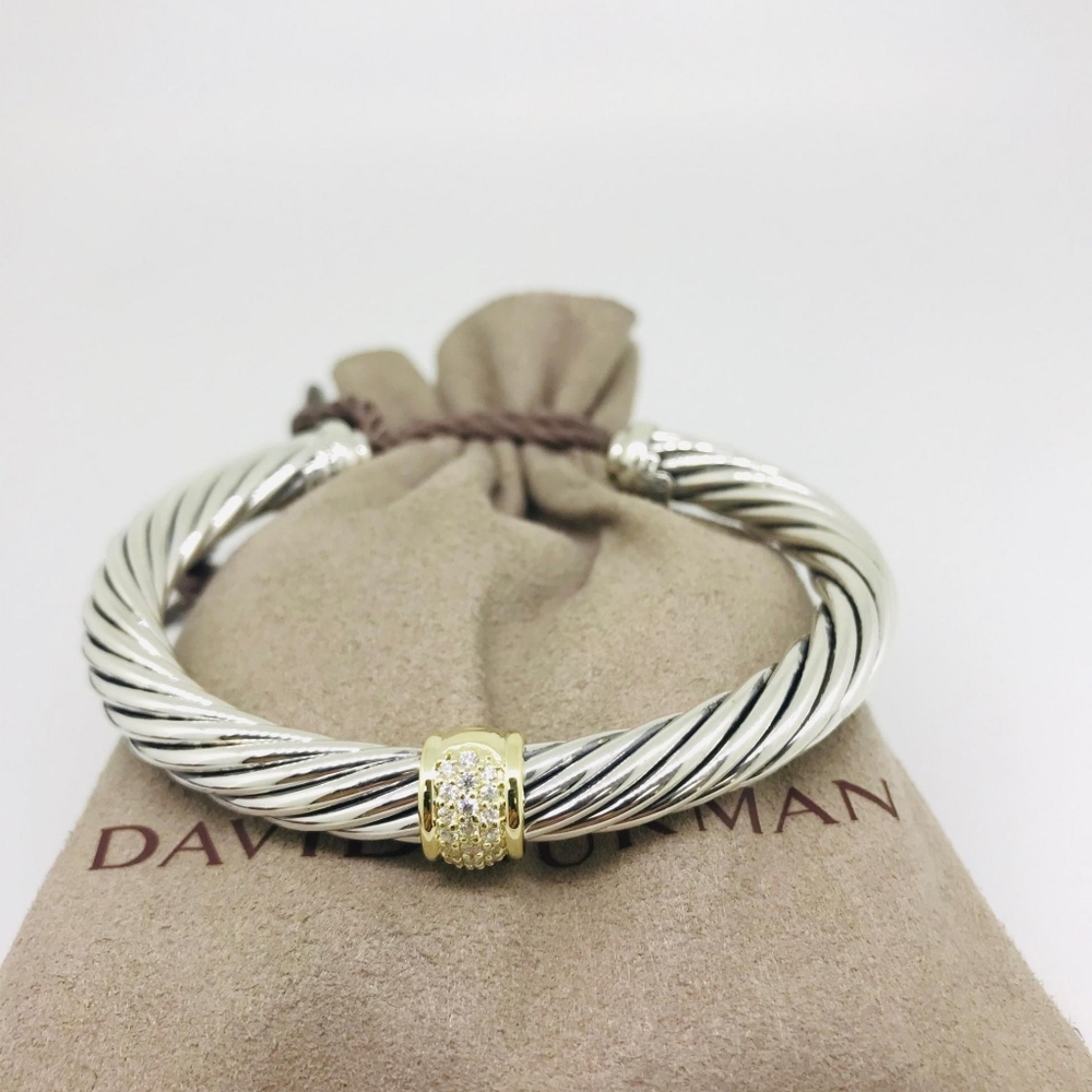 David Yurman 7mm Bracelet Pave Diamonds 18k Gold